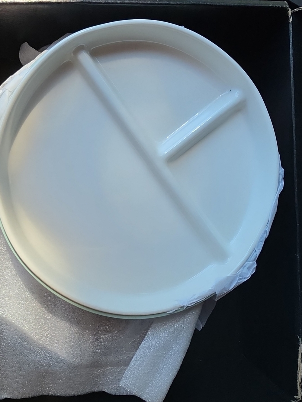 Round White Divided Serving Plate - 3-Section Set Of 3